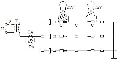 變電所測(cè)量接頭電阻的試驗(yàn)接線圖